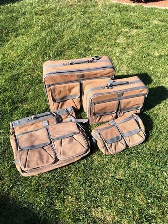 Vintage Gucci Novita 4 piece luggage set weave brown orange